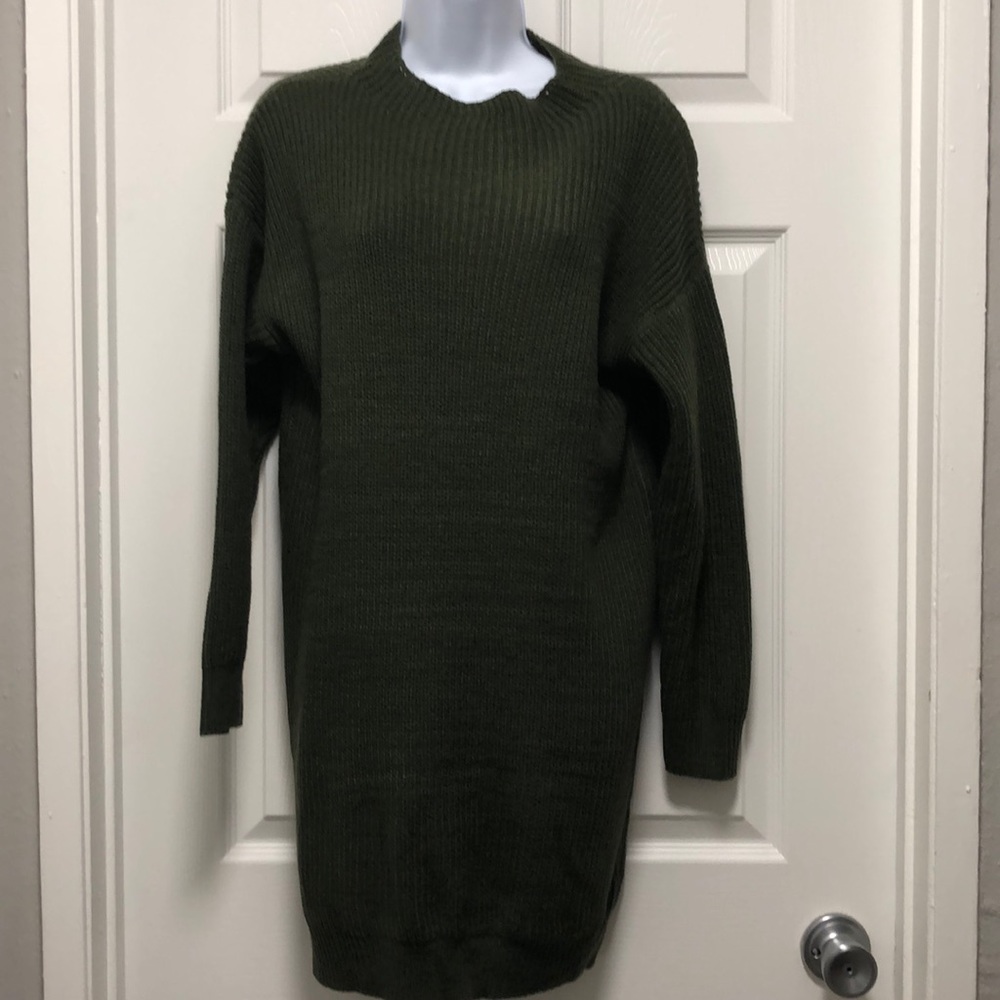 Olive green sweater dress